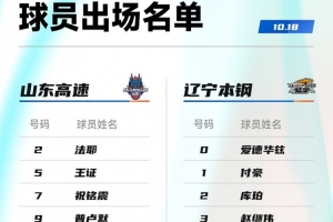 山东VS辽宁大名单:赵继伟&付豪&克里斯出战 王岚嵚战旧主